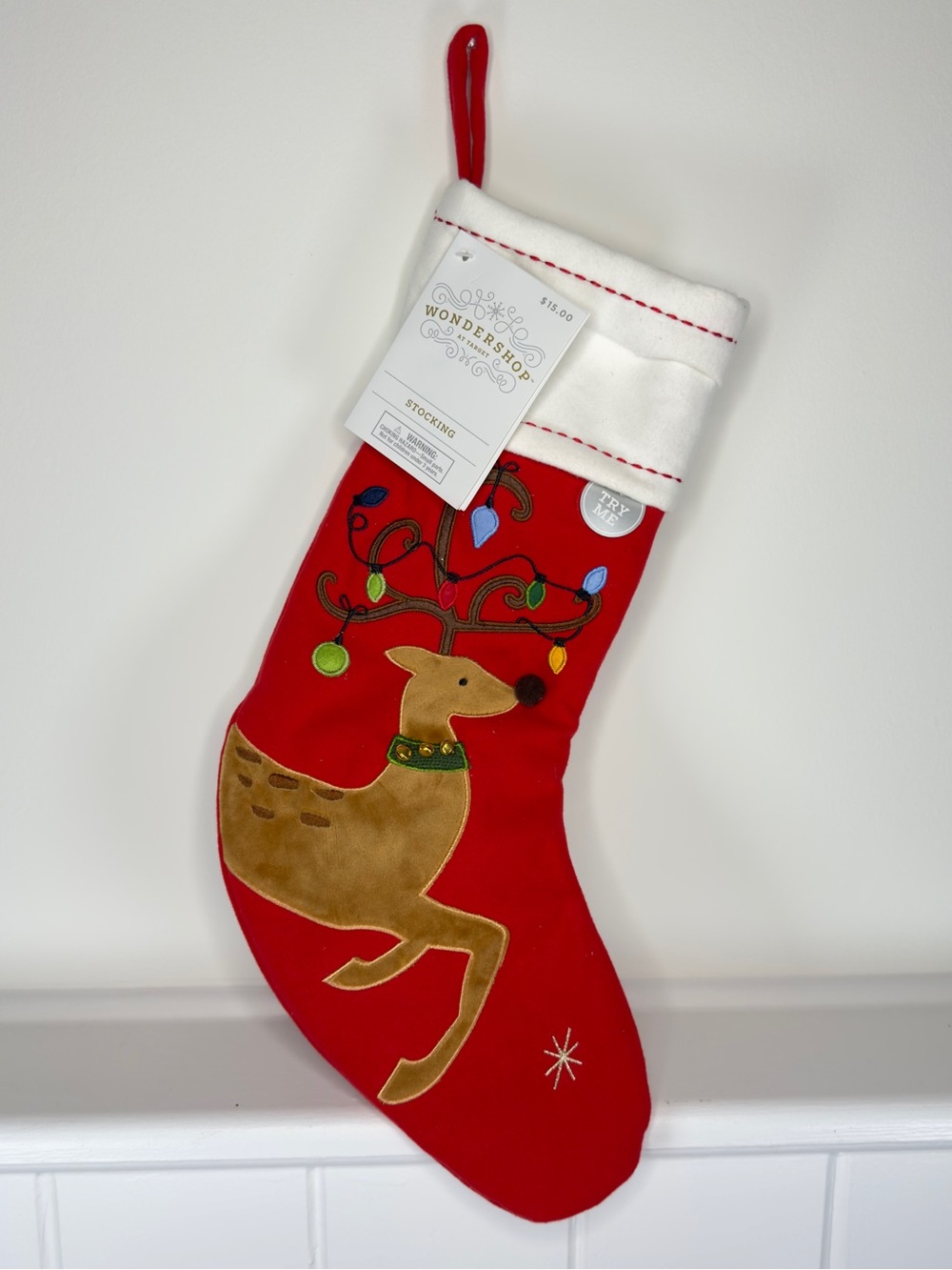NEW Wondershop Light-Up Reindeer Christmas Stocking